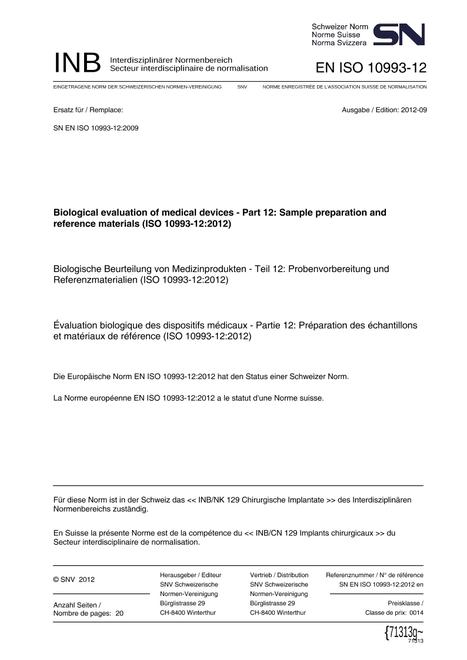 SNV SN EN ISO 10993-12