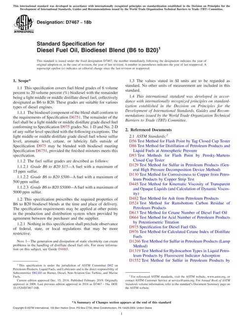 ASTM D7467-18b
