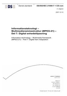 DANSK DS/ISO/IEC 21000-7 + CD-ROM
