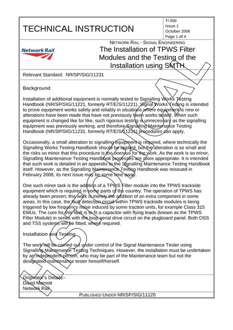 NR TI 050 ISSUE 1