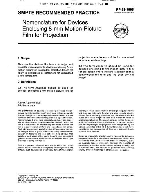 SMPTE RP 58