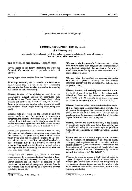 EEC 339/93/EEC