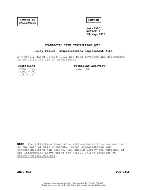 CID A-A-59901 Notice 1 - Validation 1