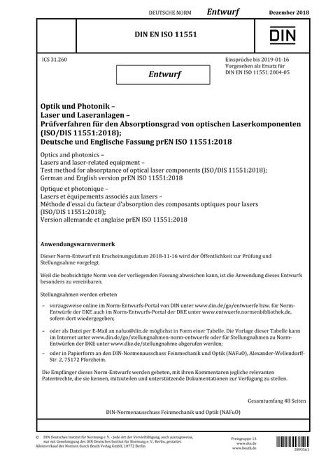 DIN EN ISO 11551 - DRAFT