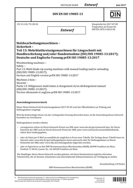 DIN EN ISO 19085-13 - DRAFT