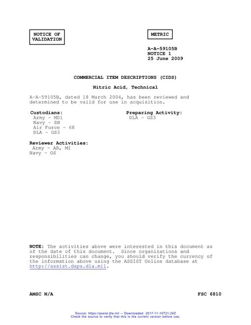 CID A-A-59105B Notice 1 - Validation 1