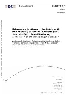 DANSK DS/ISO 1940-1