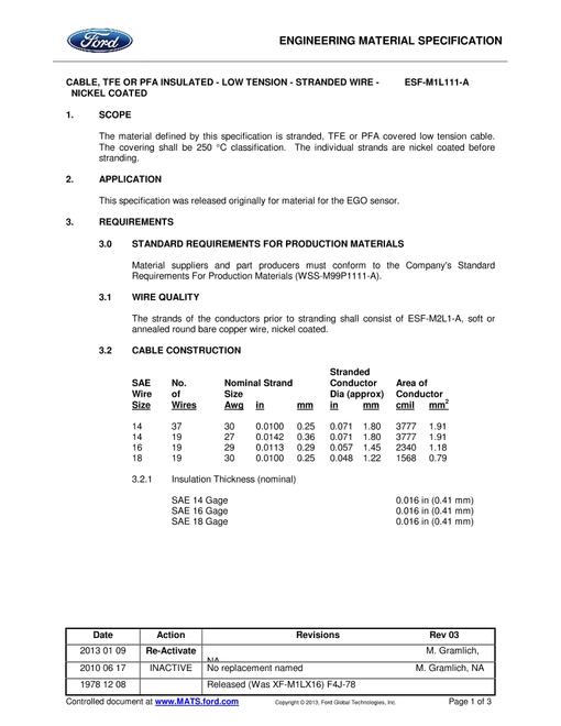 FORD ESF-M1L111-A