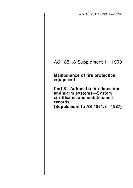 AS 1851.8 SUPP 1-1990