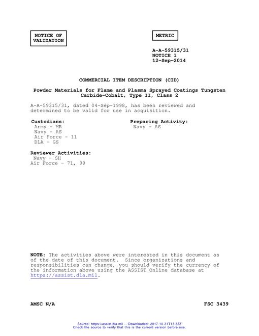 CID A-A-59315/31 Notice 1 - Validation 1