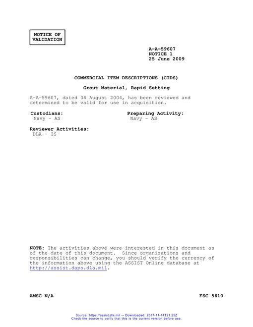 CID A-A-59607 Notice 1 - Validation 1