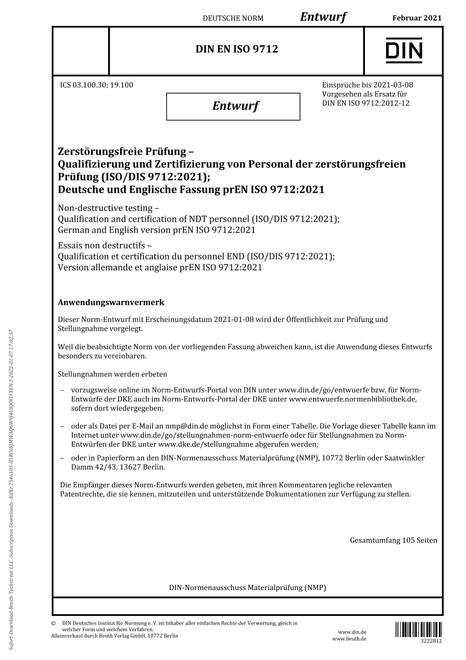 DIN EN ISO 9712 - DRAFT