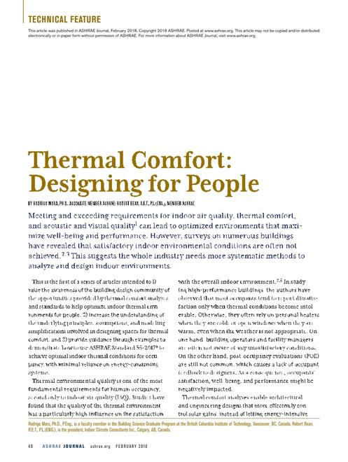 Thermal Comfort: Designing for People