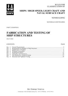 DNV DNV-RU-SHIPS/HSLC PART 2 CHAPTER 3