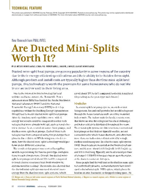 New Research from PNNL/NREL: Are Ducted Mini-Splits Worth It?