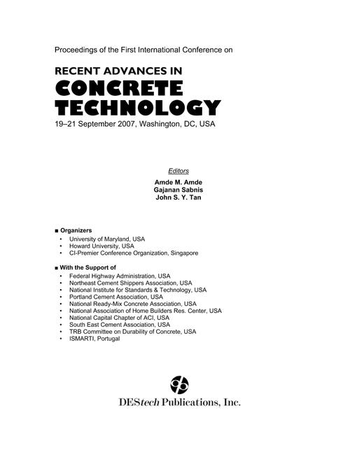 Recent Advances in Concrete Technology