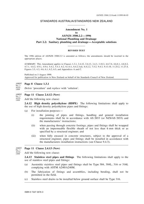 AS/NZS 3500.2.2:1996 AMDT 1