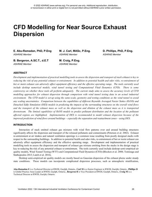 005 -- CFD Modeling for Near Source Exhaust Dispersion