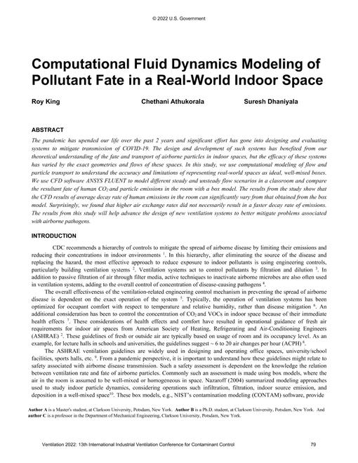011 -- Modeling the Fate and Transport of Particles in a Classroom Using High-Fidelity CFD Models