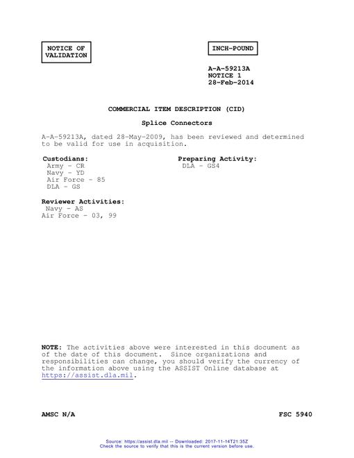CID A-A-59213A Notice 1 - Validation 1