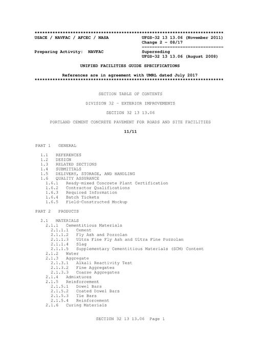 NAVY UFGS-32 13 13.06