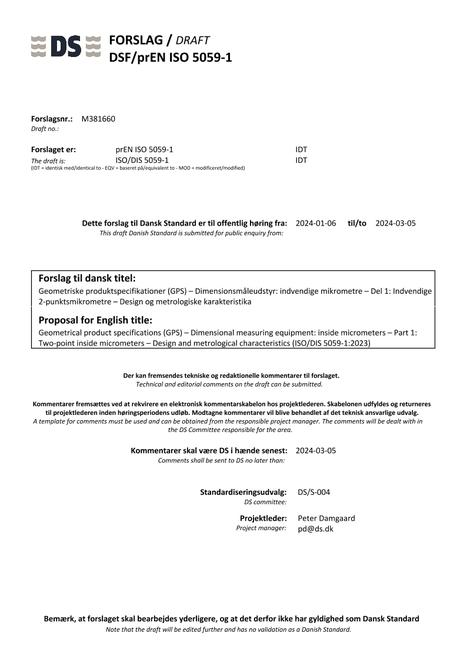 DANSK DSF/PREN ISO 5059-1
