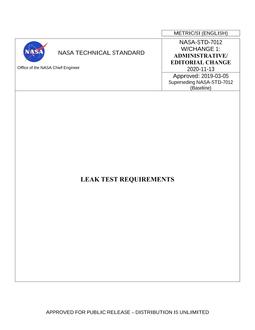 NASA STD-7012 w/Change 1