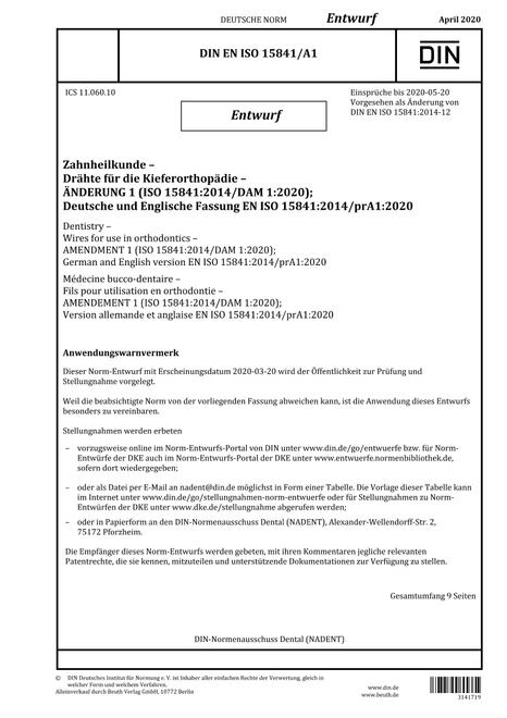 DIN EN ISO 15841/A1 - DRAFT