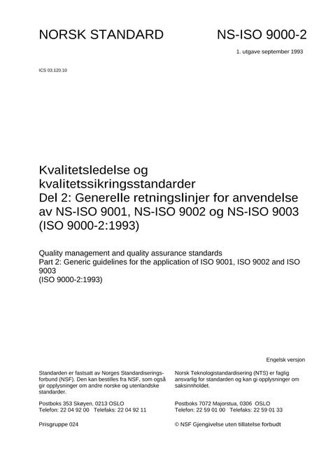 NS-ISO 9000-2:1993