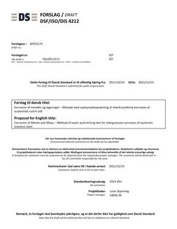 DANSK DSF/ISO/DIS 4212