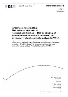 DANSK DS/ISO/IEC 27033-5