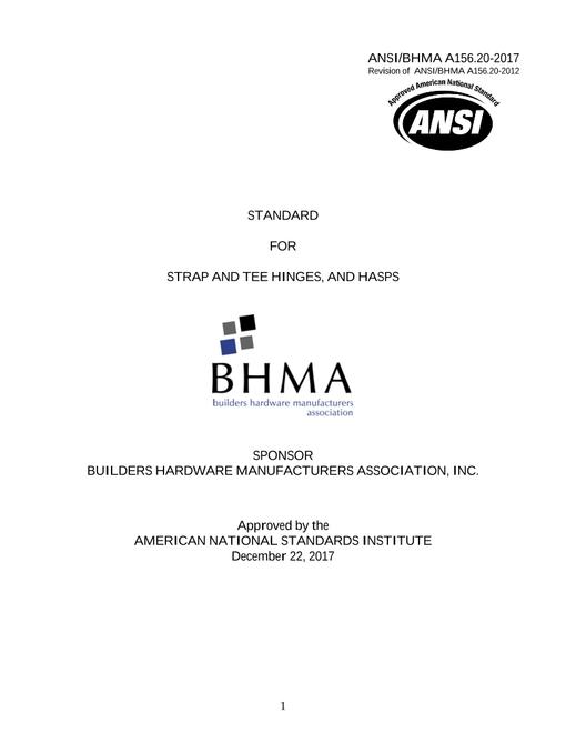 BHMA A156.20-2017