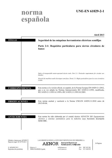 AENOR UNE-EN 61029-2-1