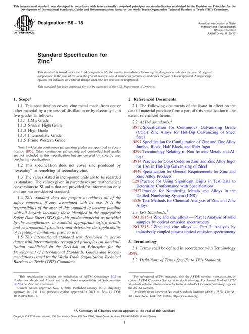 ASTM B6-18