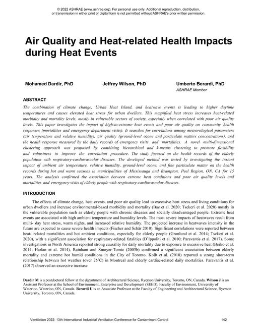 022 -- Air Quality and Heat-Related Health Impacts during Heat Events