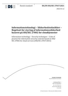 DANSK DS/EN ISO/IEC 27017