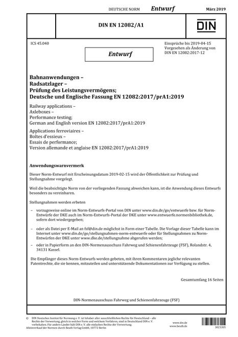 DIN EN 12082/A1 - DRAFT