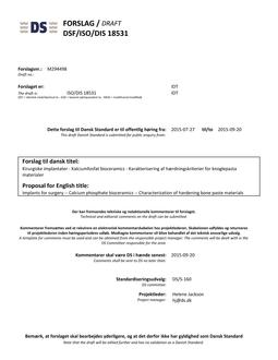 DANSK DSF/ISO/DIS 18531