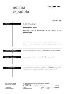 AENOR UNE-ISO 10002