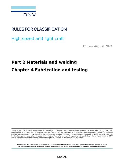 DNV DNV-RU-HSLC PART 2 CHAPTER 4
