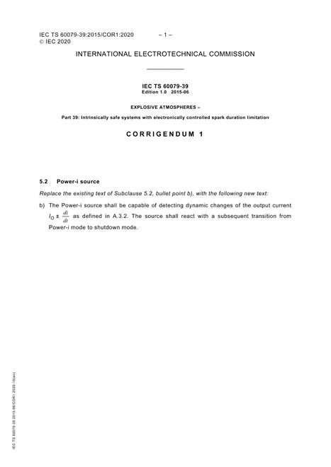 IEC/TS 60079-39 Ed. 1.0 en Cor.1:2020