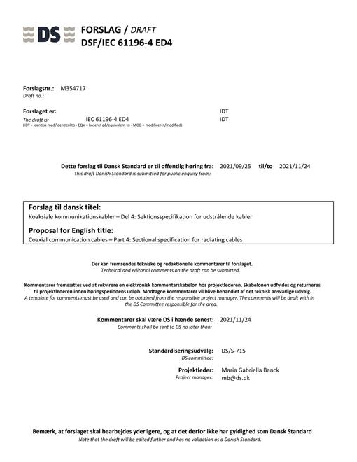 DANSK DSF/IEC 61196-4 ED4
