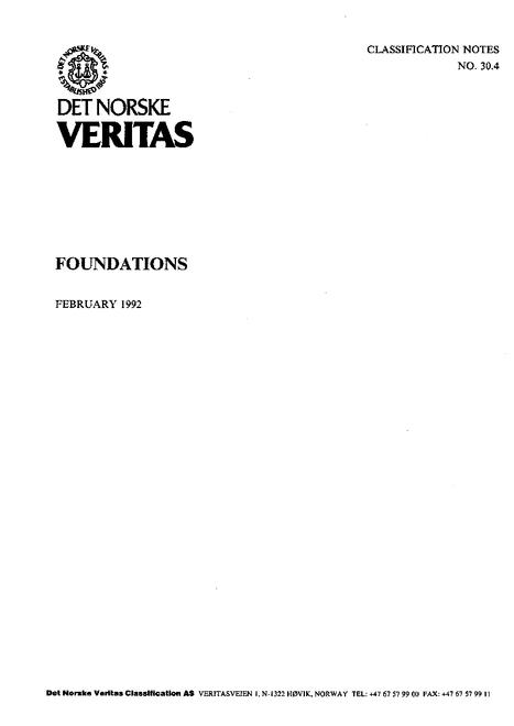 DNV DNV CLASSIFICATION NOTES 30.4