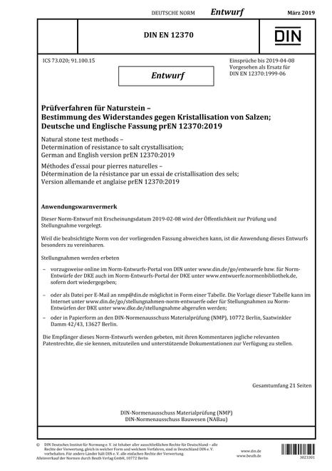 DIN EN 12370 - DRAFT