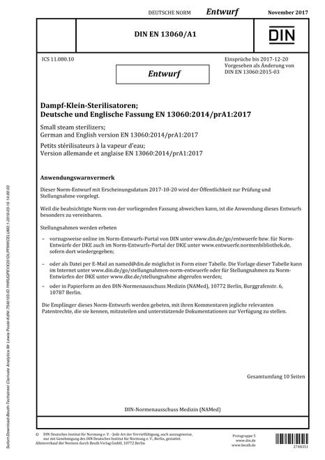 DIN EN 13060/A1 - DRAFT