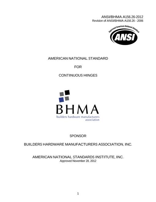 BHMA A156.26-2012
