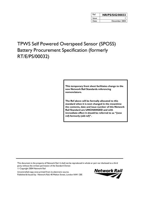 NR RT/E/PS/00032 ISSUE 1