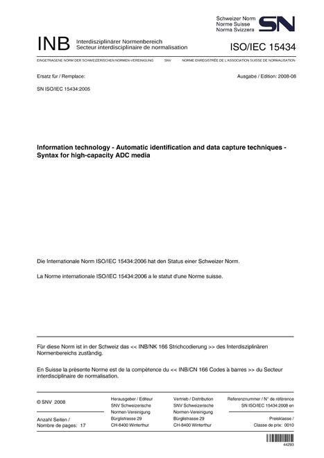 SNV SN ISO/IEC 15434