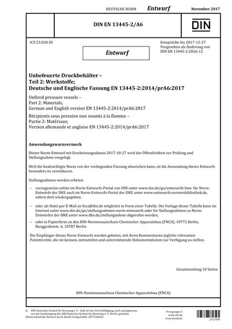 DIN EN 13445-2/A6 - DRAFT