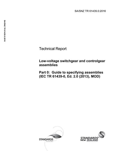 SA/SNZ TR 61439.0:2016